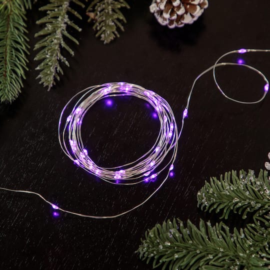 100ct Purple LED Micro Fairy Lights 16ft Copper Wire